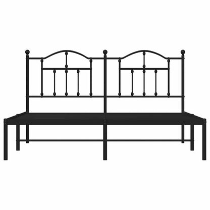 vidaXL Metal Bed Frame without Mattress with Headboard Black 180x200cm