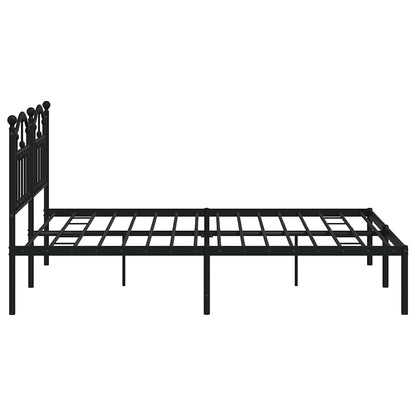vidaXL Metal Bed Frame without Mattress with Headboard Black 180x200cm