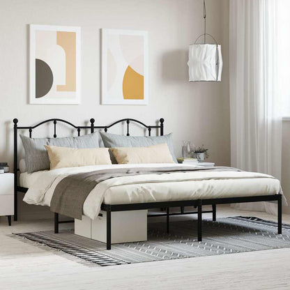 vidaXL Metal Bed Frame without Mattress with Headboard Black 180x200cm