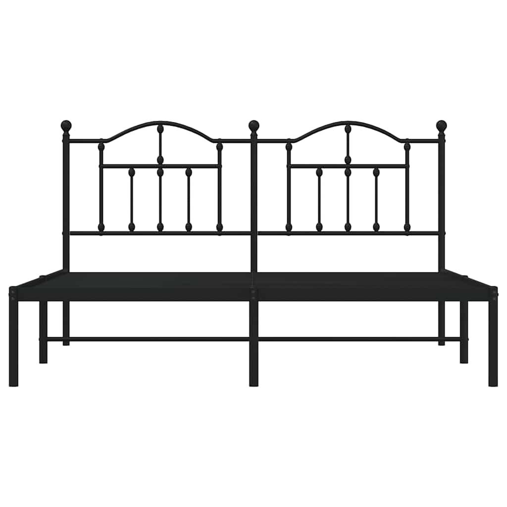 vidaXL Metal Bed Frame without Mattress with Headboard Black 183x213cm