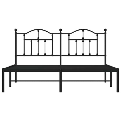 vidaXL Metal Bed Frame without Mattress with Headboard Black 183x213cm