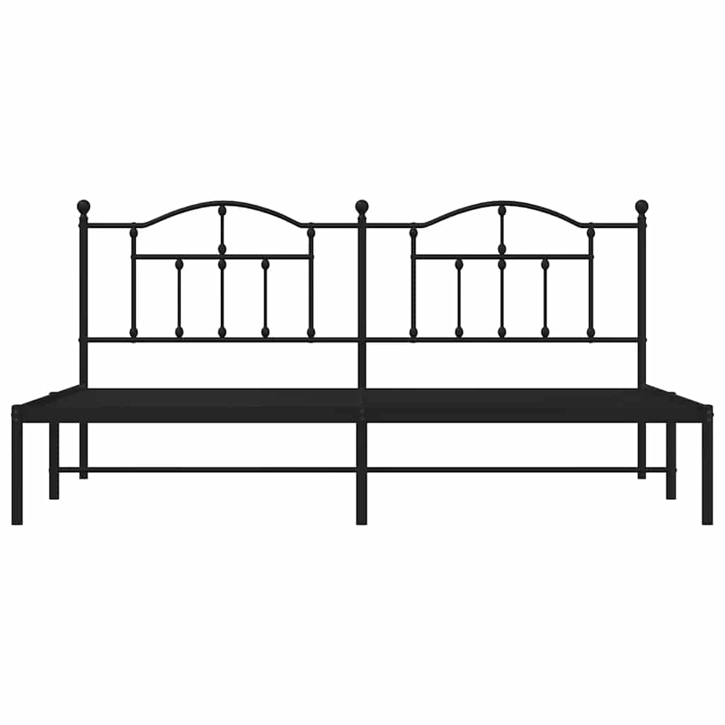 vidaXL Metal Bed Frame without Mattress with Headboard Black 193x203cm