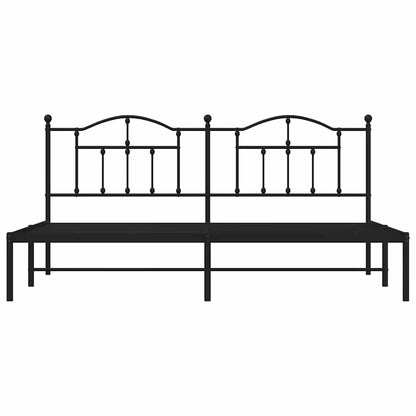 vidaXL Metal Bed Frame without Mattress with Headboard Black 193x203cm