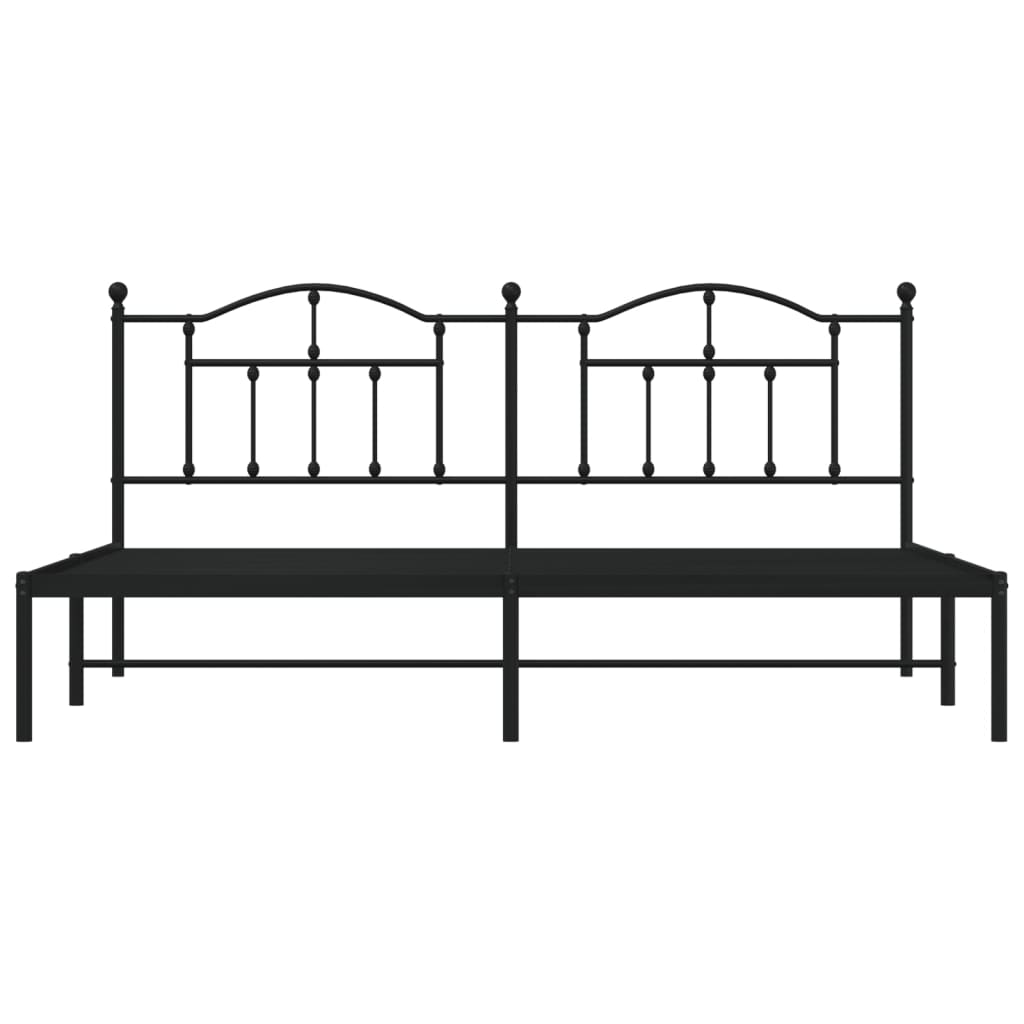 vidaXL Metal Bed Frame without Mattress with Headboard Black 200x200cm
