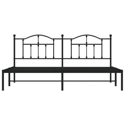 vidaXL Metal Bed Frame without Mattress with Headboard Black 200x200cm