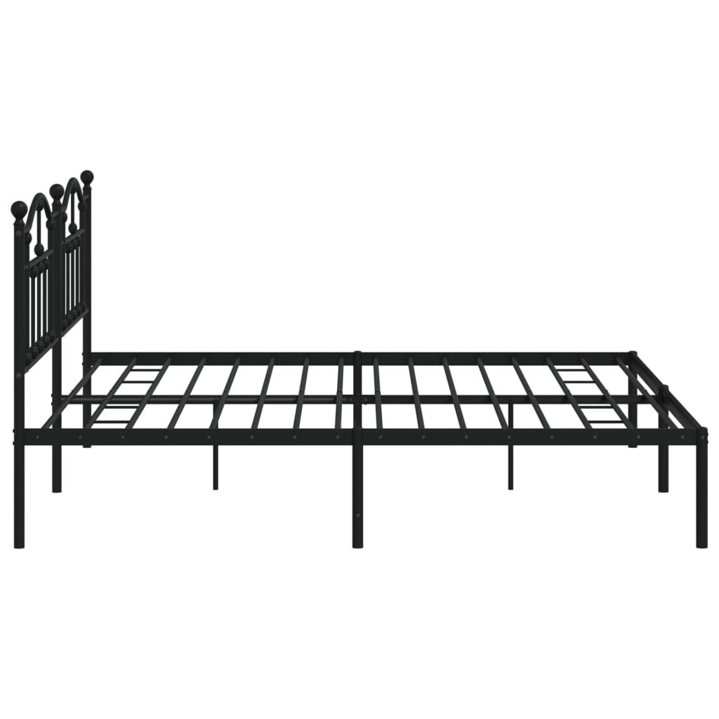 vidaXL Metal Bed Frame without Mattress with Headboard Black 200x200cm