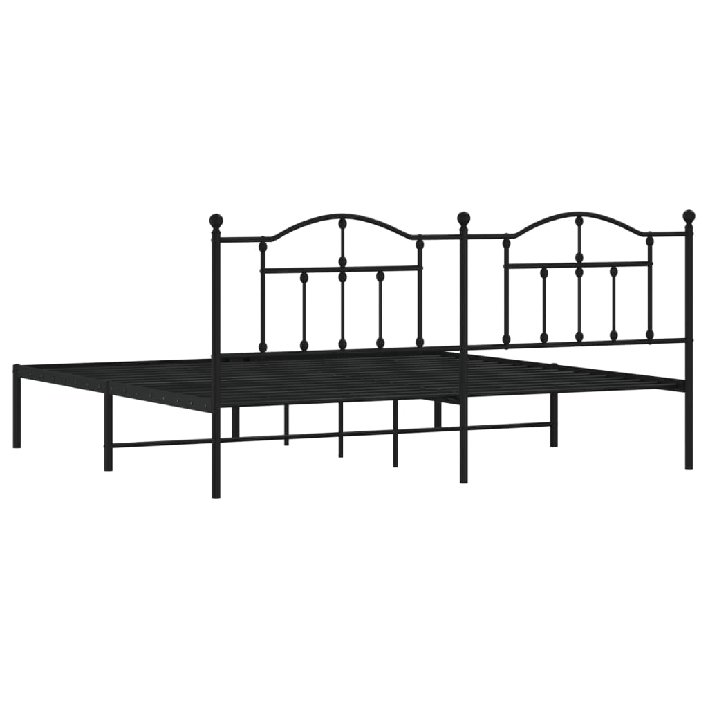 vidaXL Metal Bed Frame without Mattress with Headboard Black 200x200cm