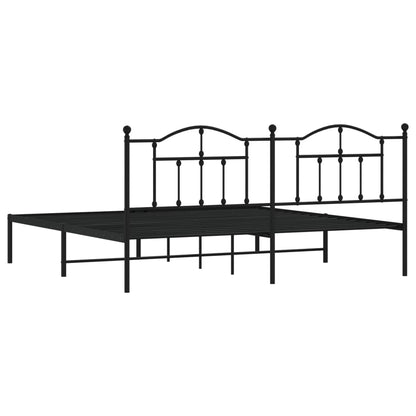 vidaXL Metal Bed Frame without Mattress with Headboard Black 200x200cm