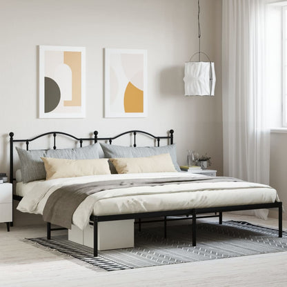 vidaXL Metal Bed Frame without Mattress with Headboard Black 200x200cm