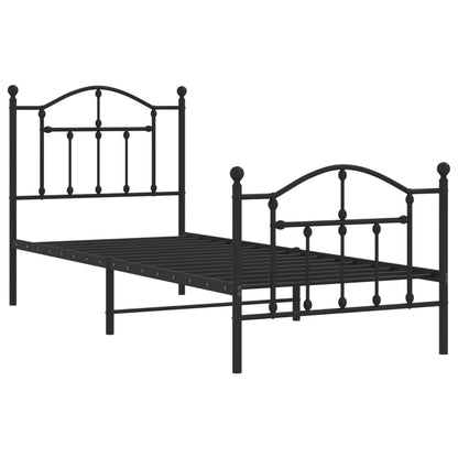 vidaXL Metal Bed Frame without Mattress with Footboard Black 80x200cm