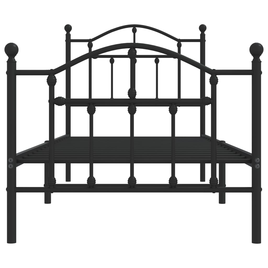 vidaXL Metal Bed Frame without Mattress with Footboard Black 80x200cm