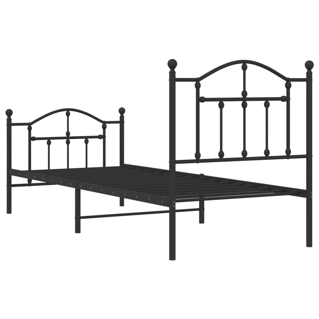 vidaXL Metal Bed Frame without Mattress with Footboard Black 80x200cm