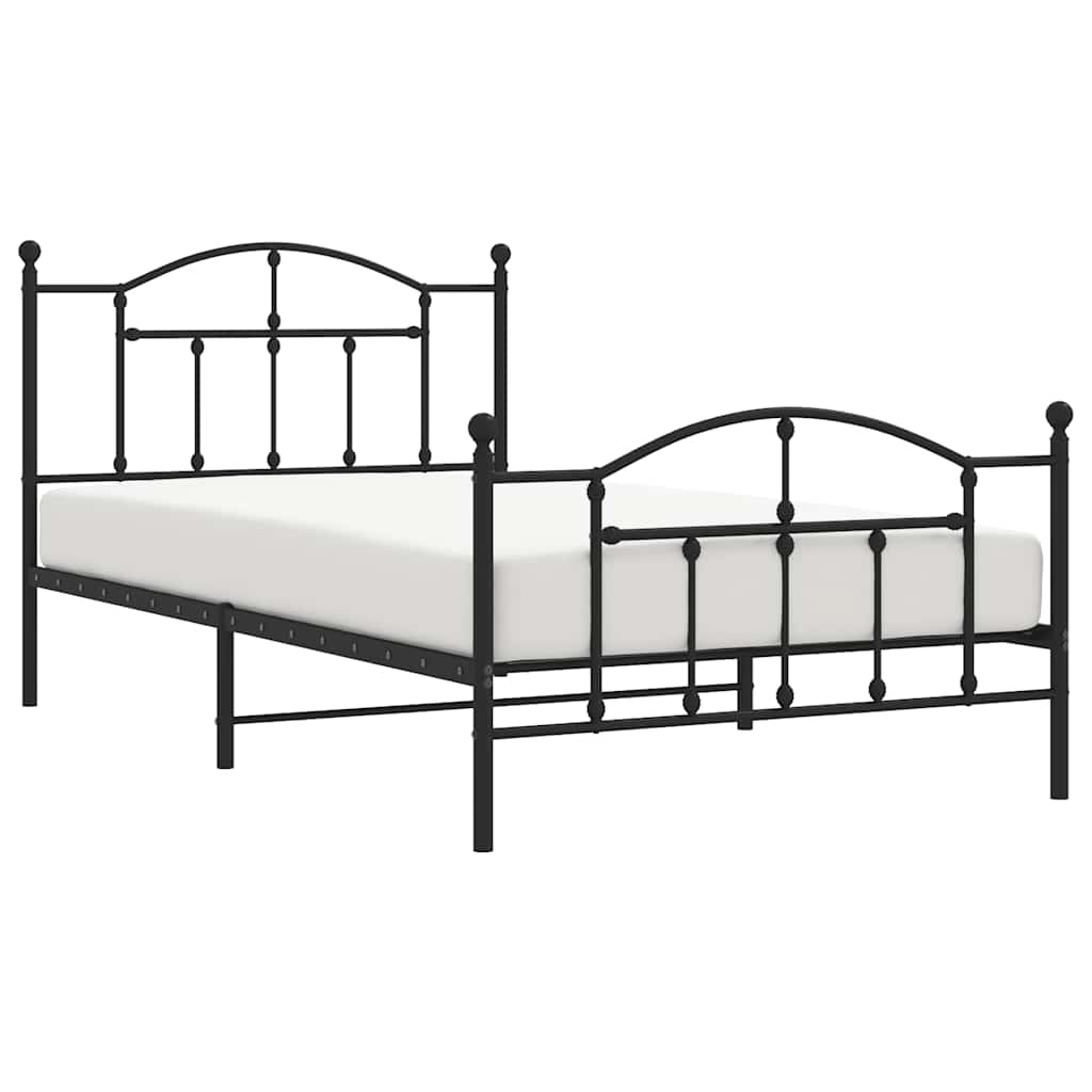 vidaXL Metal Bed Frame without Mattress with Footboard Black 100x200cm