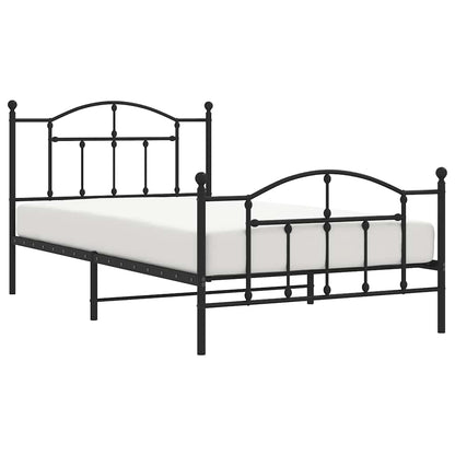 vidaXL Metal Bed Frame without Mattress with Footboard Black 100x200cm