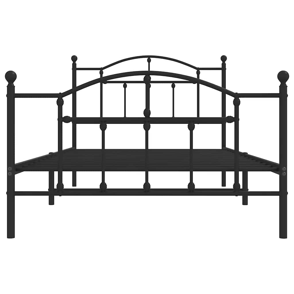 vidaXL Metal Bed Frame without Mattress with Footboard Black 100x200cm