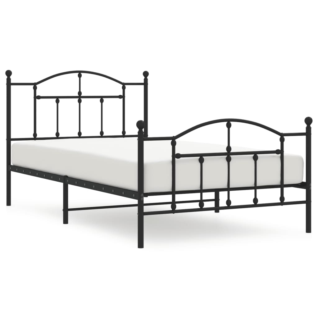 vidaXL Metal Bed Frame without Mattress with Footboard Black 107x203cm