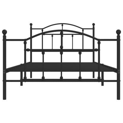 vidaXL Metal Bed Frame without Mattress with Footboard Black 107x203cm