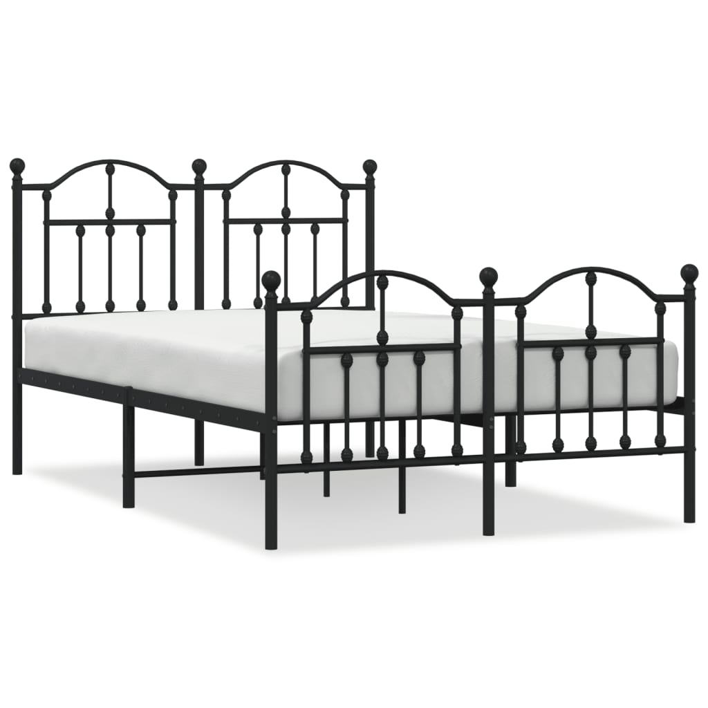 vidaXL Metal Bed Frame without Mattress with Footboard Black 120x190cm
