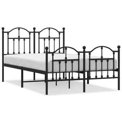 vidaXL Metal Bed Frame without Mattress with Footboard Black 120x190cm