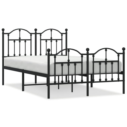 vidaXL Metal Bed Frame without Mattress with Footboard Black 120x190cm