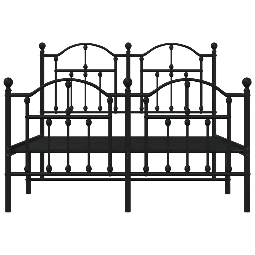 vidaXL Metal Bed Frame without Mattress with Footboard Black 120x190cm