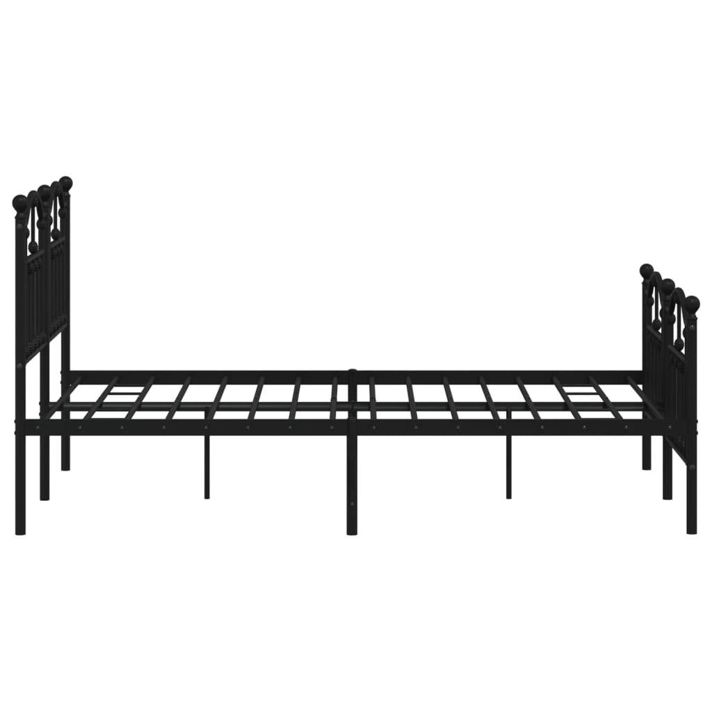 vidaXL Metal Bed Frame without Mattress with Footboard Black 120x190cm