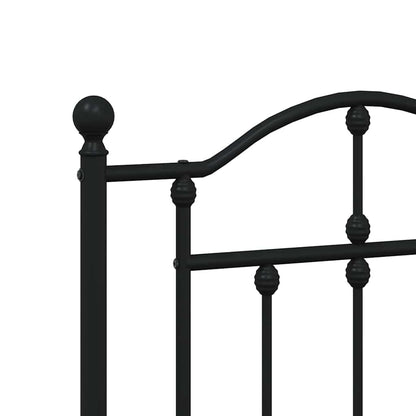 vidaXL Metal Bed Frame without Mattress with Footboard Black 135x190cm