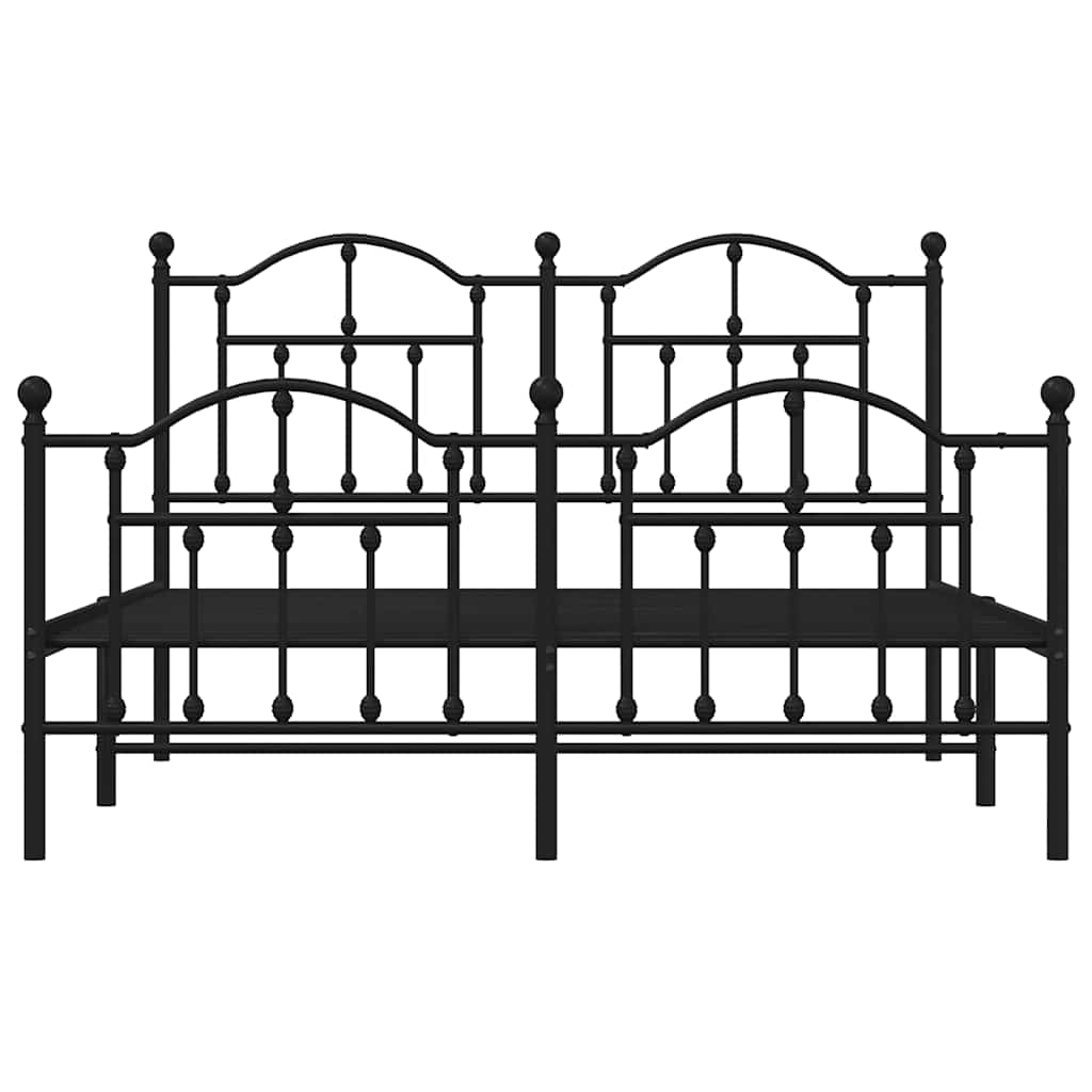 vidaXL Metal Bed Frame without Mattress with Footboard Black 140x190cm