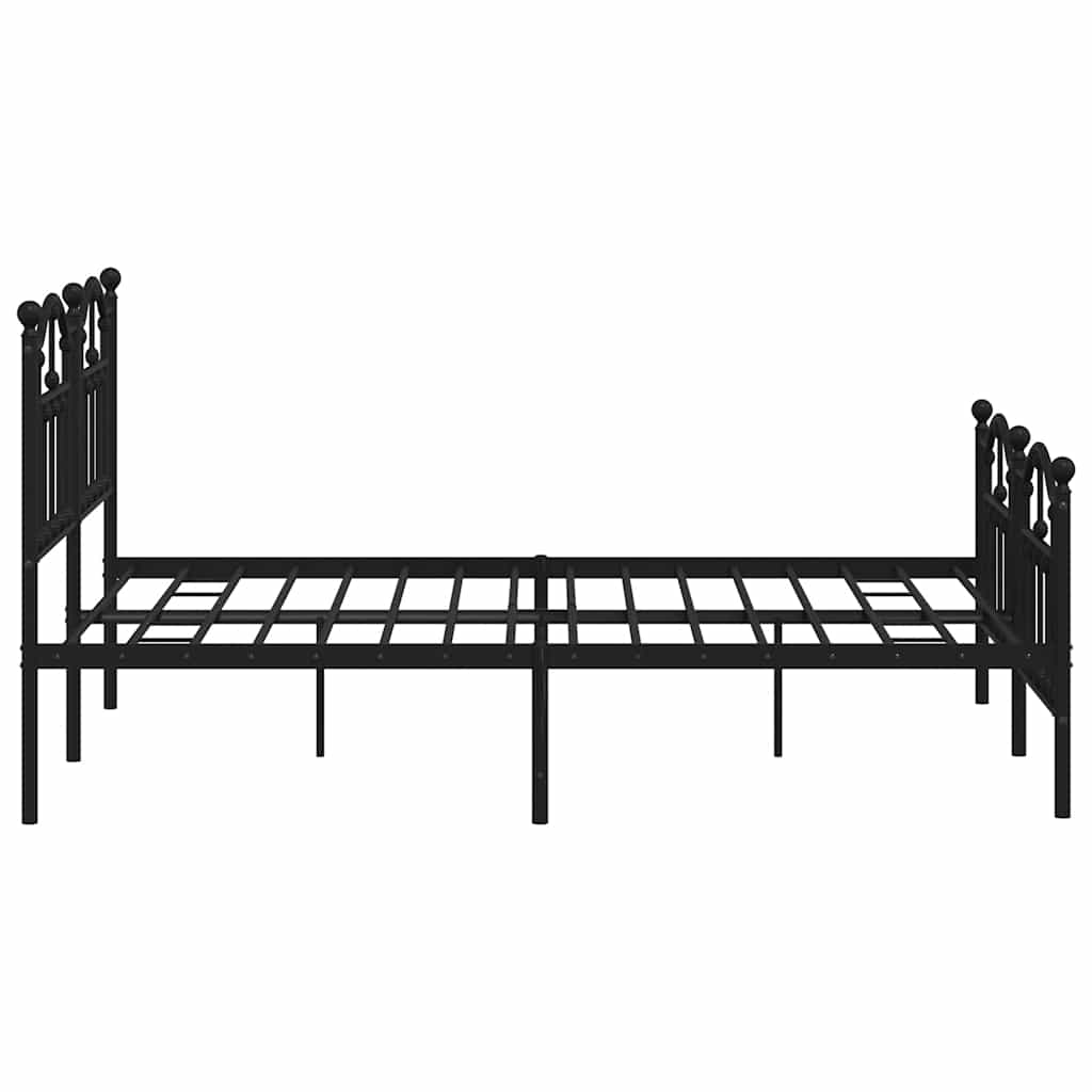 vidaXL Metal Bed Frame without Mattress with Footboard Black 140x190cm