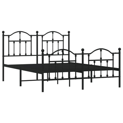 vidaXL Metal Bed Frame without Mattress with Footboard Black 140x200cm