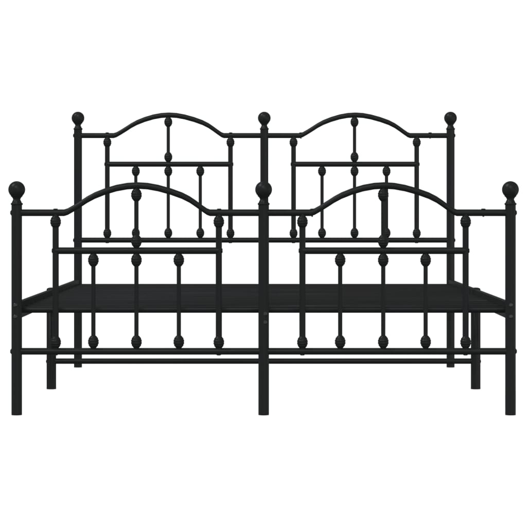 vidaXL Metal Bed Frame without Mattress with Footboard Black 140x200cm