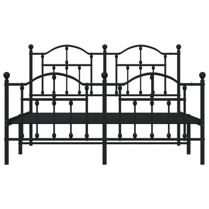 vidaXL Metal Bed Frame without Mattress with Footboard Black 140x200cm