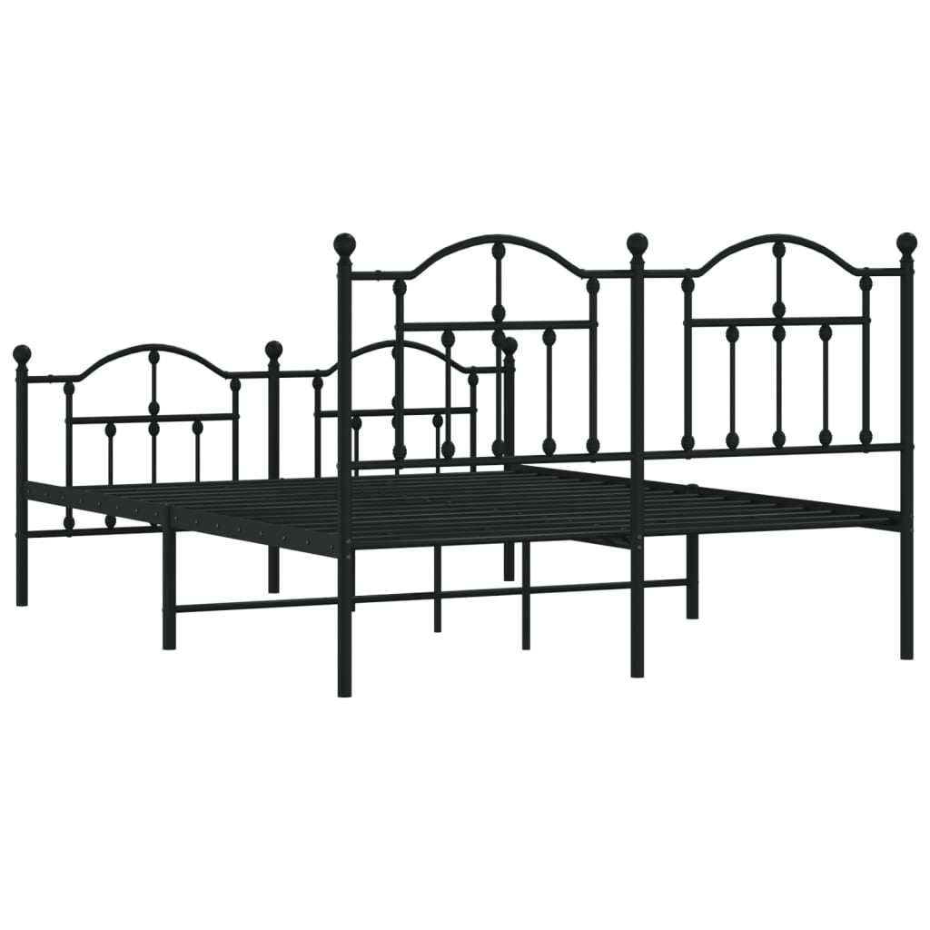 vidaXL Metal Bed Frame without Mattress with Footboard Black 140x200cm