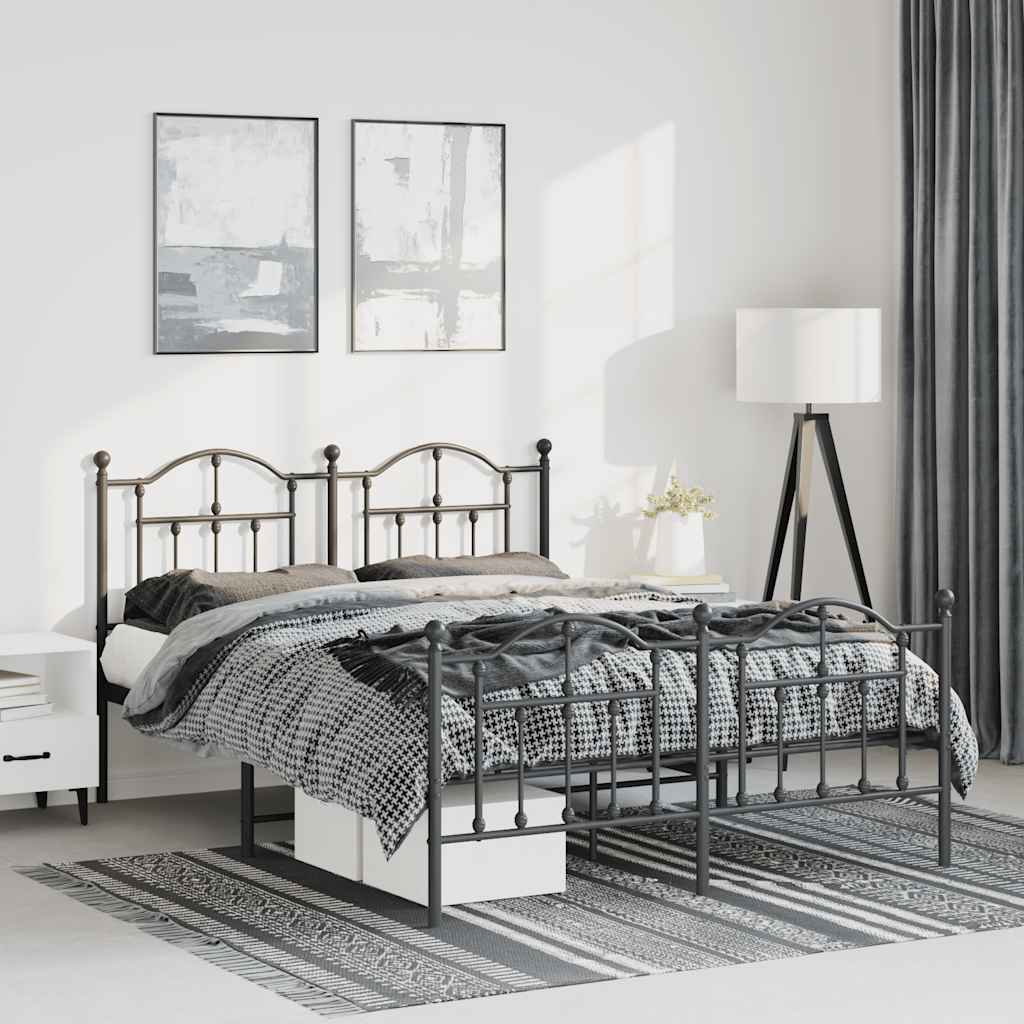 vidaXL Metal Bed Frame without Mattress with Footboard Black 150x200cm