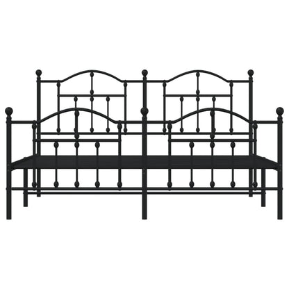 vidaXL Metal Bed Frame without Mattress with Footboard Black 180x200cm