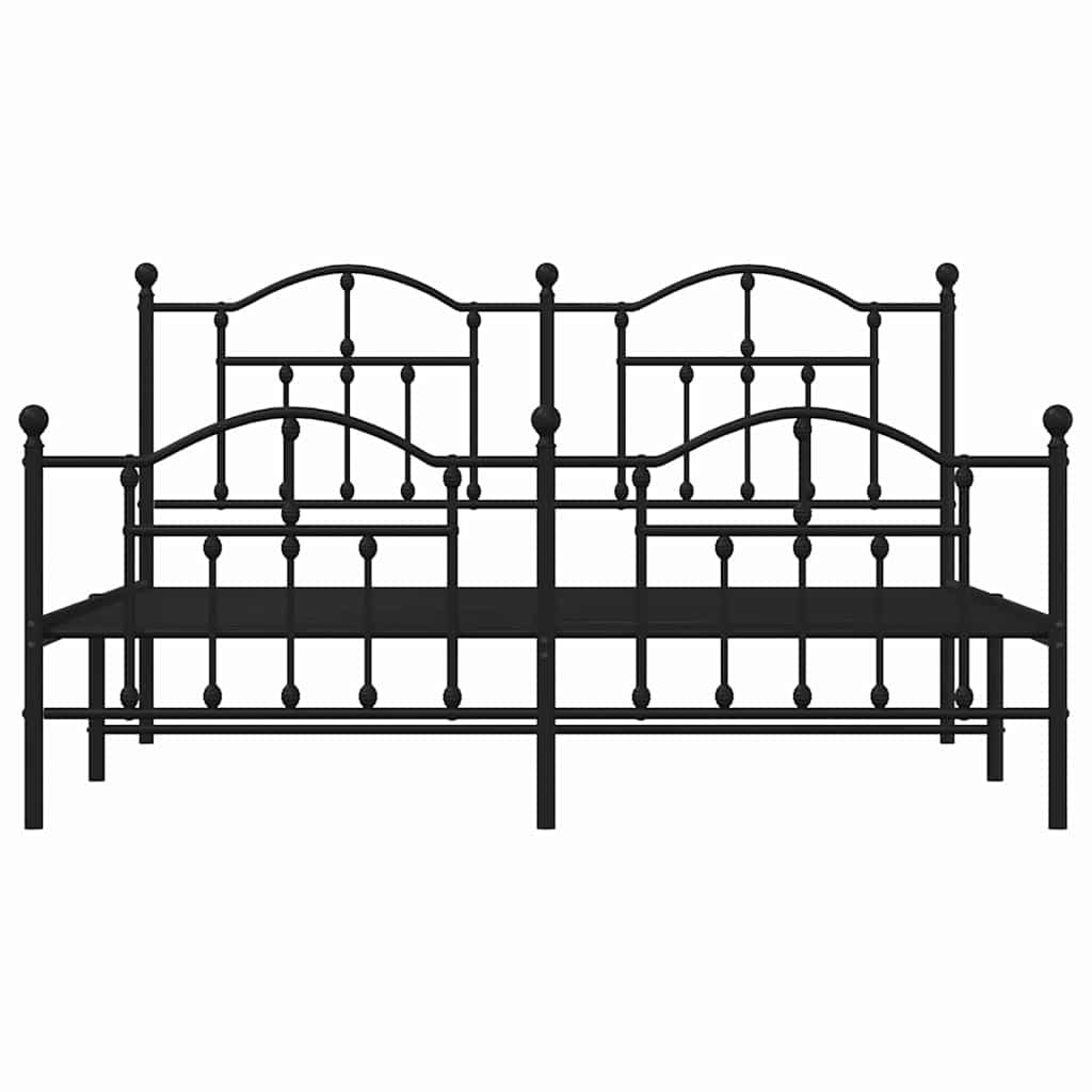 vidaXL Metal Bed Frame without Mattress with Footboard Black 183x213cm
