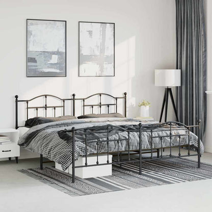 vidaXL Metal Bed Frame without Mattress with Footboard Black 183x213cm