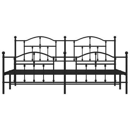 vidaXL Metal Bed Frame without Mattress with Footboard Black 193x203cm