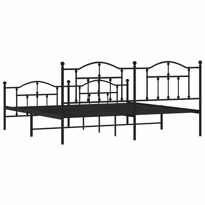 vidaXL Metal Bed Frame without Mattress with Footboard Black 193x203cm