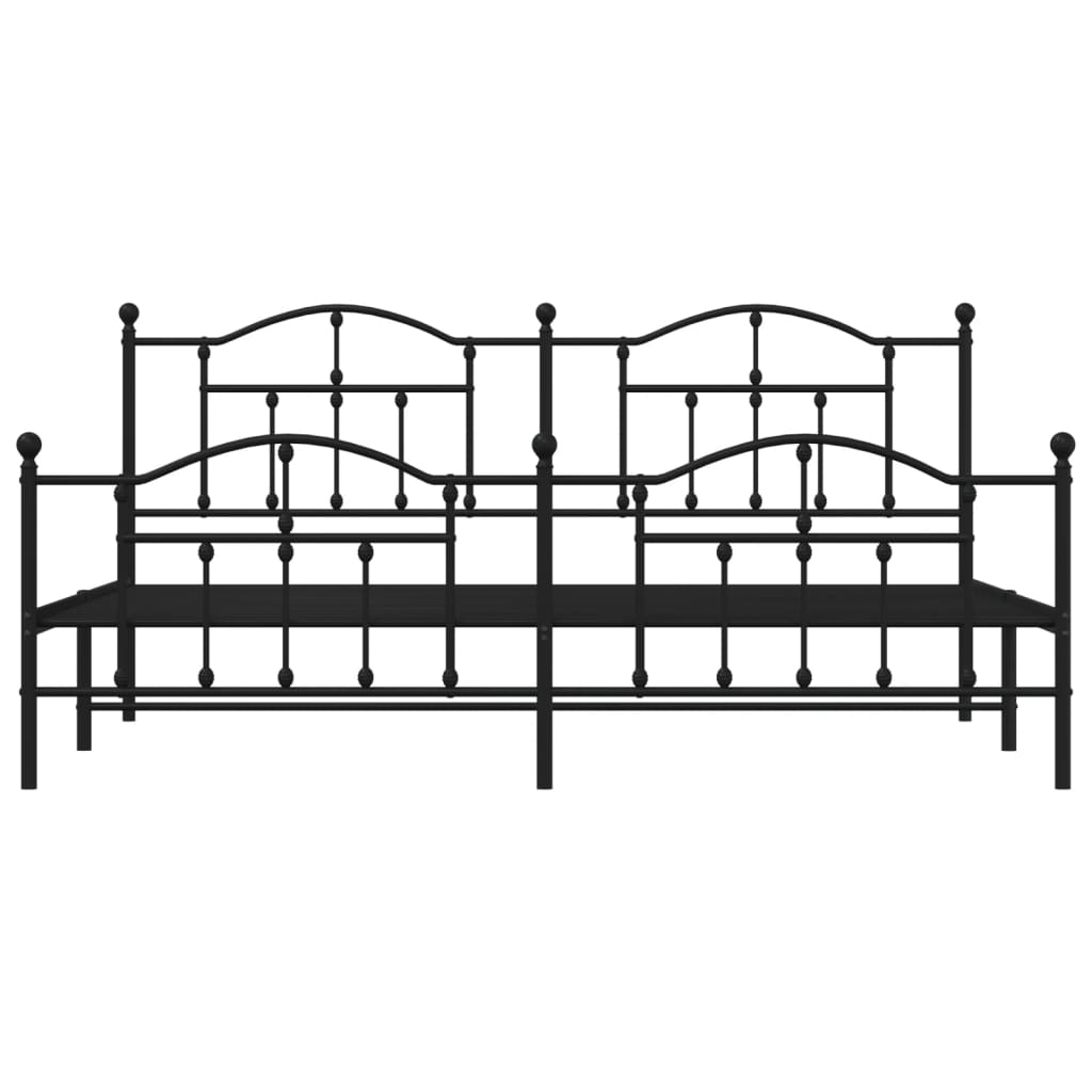 vidaXL Metal Bed Frame without Mattress with Footboard Black 200x200cm