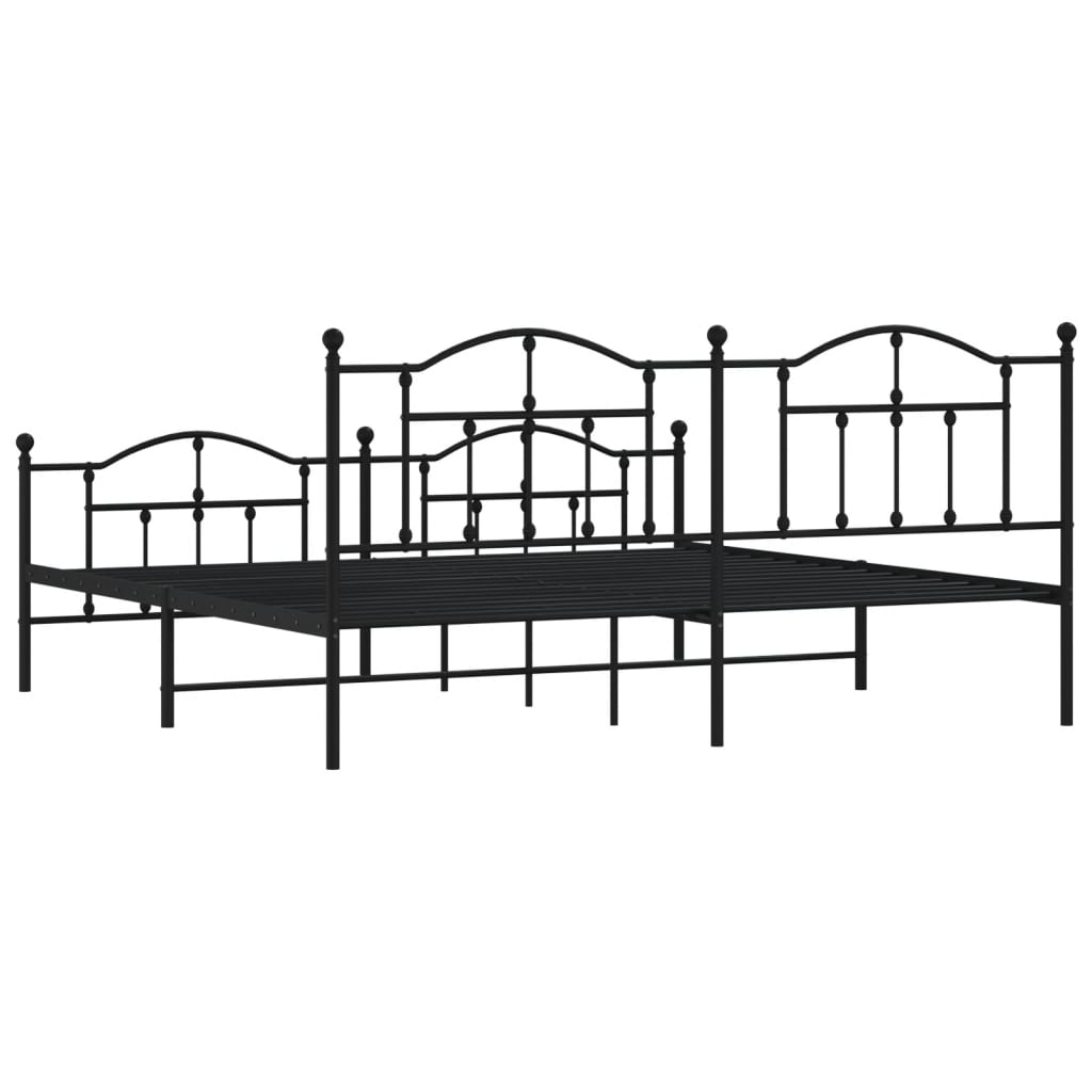 vidaXL Metal Bed Frame without Mattress with Footboard Black 200x200cm
