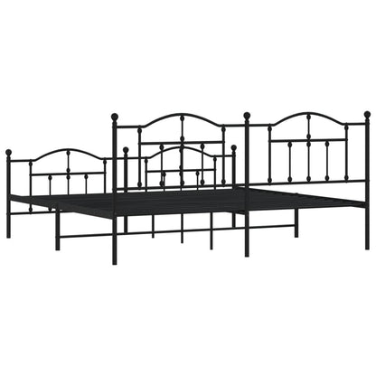 vidaXL Metal Bed Frame without Mattress with Footboard Black 200x200cm