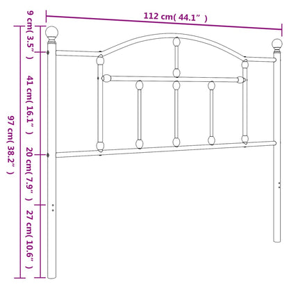 vidaXL Metal Replace Headboard Black 107 cm