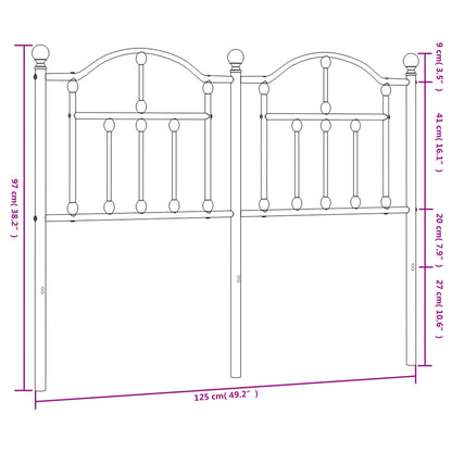 vidaXL Headboard | Black | Steel | Durable | Headboard | Rectangular