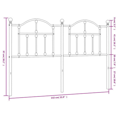 vidaXL Headboard | Black | Steel | Double Bed | Durable | Black Headboard
