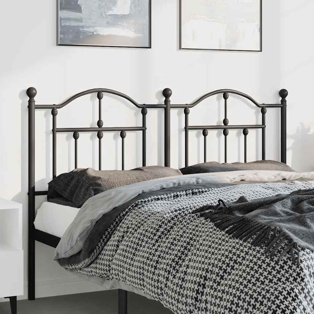 vidaXL Headboard | Black | Steel | Double Bed | Durable | Black Headboard