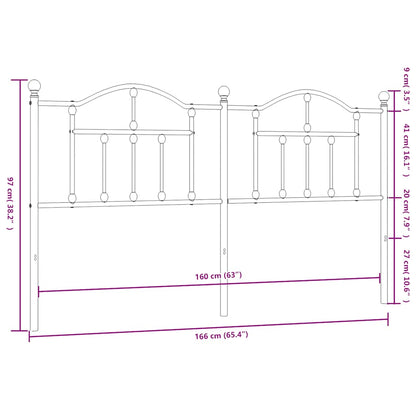 vidaXL Headboard | Black | Powder-Coated Steel | Double |  Durable  | Headboard