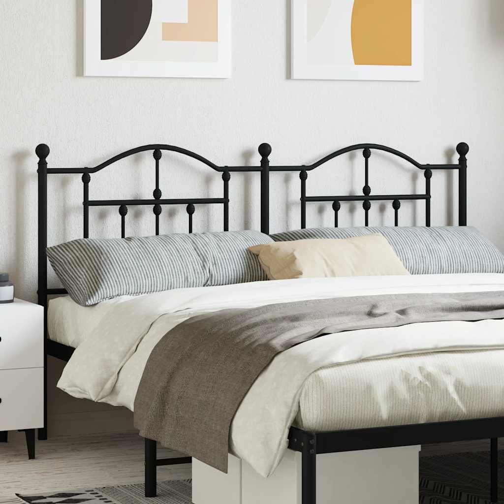 vidaXL Headboard | Black | Powder-Coated Steel | Double |  Durable  | Headboard