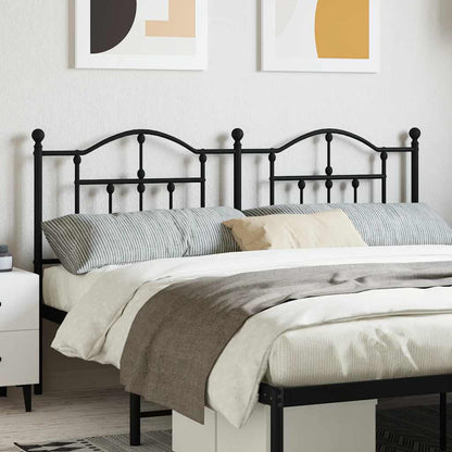 vidaXL Headboard | Black | Powder-Coated Steel | Double |  Durable  | Headboard