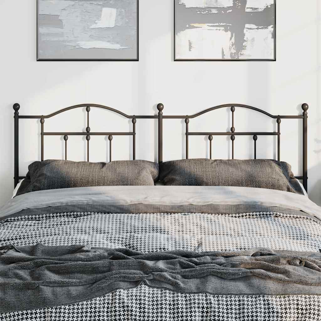 vidaXL Headboard | Black | Powder-coated Steel | Double Bed | Durable